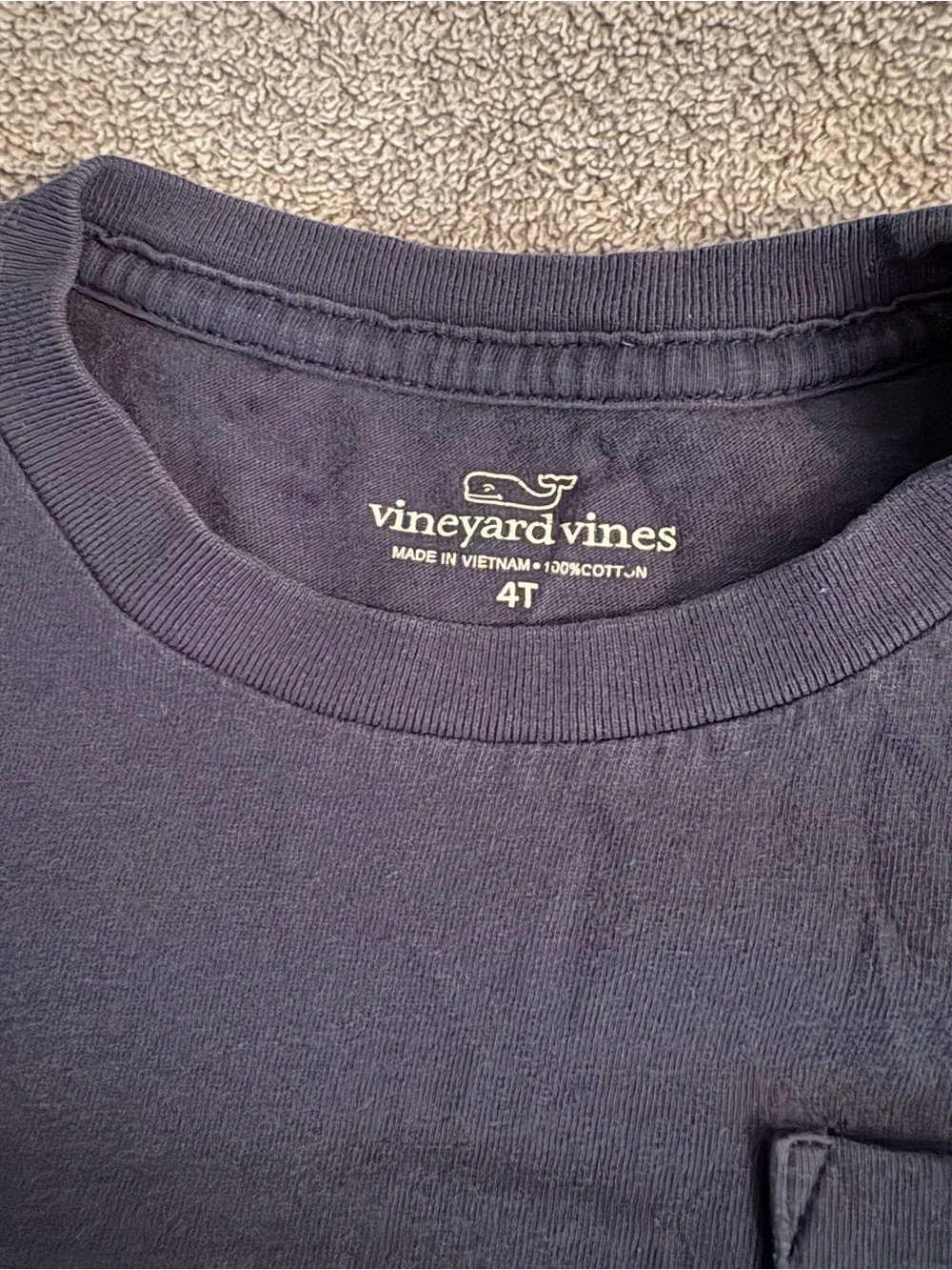 Vineyard Vines Kids Glow In The Dark Frankenwhale Long Sleeve Pocket Tee 4T Blue